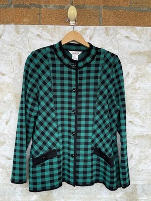 Exclusivamente Misook Botón Frontal Tejido Suéter Chaqueta Talla XL Cuadros Foto 1 de 4