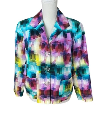 Jaqueta Blazer Lafayette 148 Nova York Aquarela Botão Tamanho 14 - Imagem 1 de 4