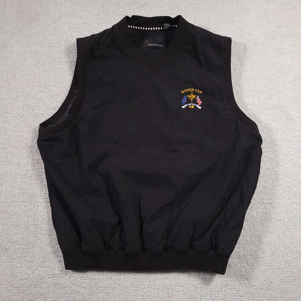 Pulôver preto grande colete de golfe Greg Norman Ryder Cup The Belfry masculino - Imagem 1 de 4