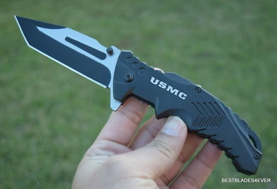 MTECH OFFICIALLY LICENSED USMC SPRING ASSISTED TACTICAL KNIFE WITH POCKET CLIP  - Image 1 of 4