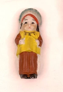 Vintage Penny Doll Frozen Charlotte Bisque Native Indian Chief Boy Japan 3" - Picture 1 of 2