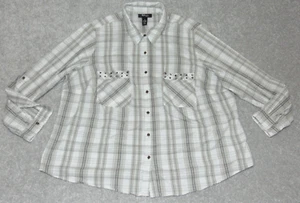 Camisa Style & Co Mujer Manga Larga Talla 3X Algodón Gris Cuadros - Imagen 1 de 10