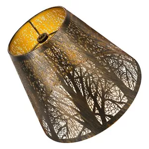 Metal Small Lamp Shade Etched Forest 5" Top X 9" Bottom X 7" High Small Lamps... - Picture 1 of 7