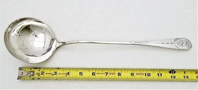 "Cucharón escocés de plata esterlina de 14 1/2"" corte brillante con sello James Hewit 1778" Foto 1 de 4