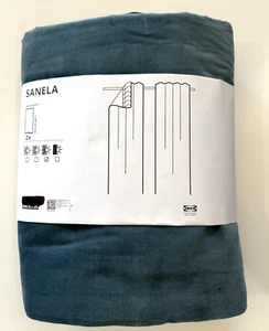 Ikea SANELA Velvet Curtain Darkening 2 Panels 1 pair Dark Gray-Turquoise 55x 84" - Picture 1 of 8