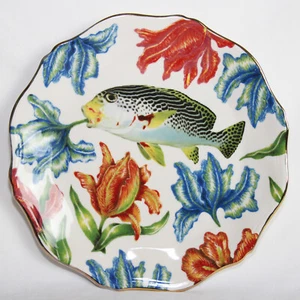 ANTHROPOLOGIE Plato de Pescado Naturaleza Mesa Lou Rota Postre Ensalada Tulipanes Nuevo - Imagen 1 de 5