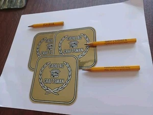 Vintage Cadillac Craftsman Stickers With Plachter Dealer Pencils Philadelphia  - Picture 1 of 6
