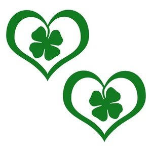 Cloverleaf Love Decal - 2 Pack of Four Leaf Clover Heart Stickers - Picture 1 of 1