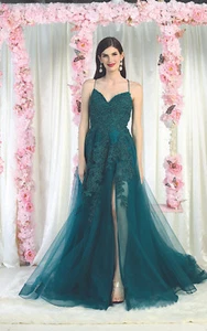 Vestido formal con aplique floral May Queen MQ2013 corsé - Imagen 1 de 11