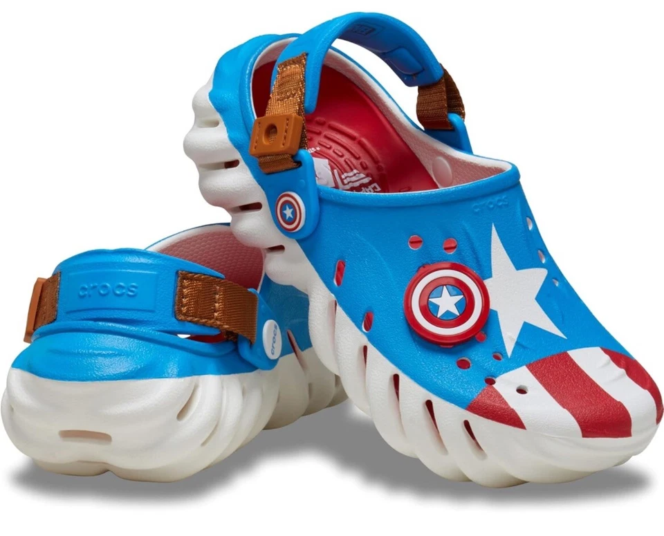 Crocs Captain America Echo Clogs Unisex Kids Youth Size J5