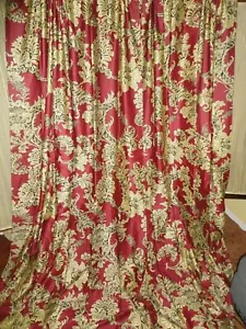 ROSE TREE SAVOY RED BLACK FLORAL (2P) DRAPERY CURTAINS PANELS & TIEBACKS 50 X 86 - Picture 1 of 8