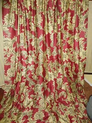 ROSE TREE SAVOY RED BLACK FLORAL (2P) DRAPERY CURTAINS PANELS & TIEBACKS 50 X 86 - Image 1 of 4
