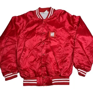 Vintage Hartwell Kajima Construction Nylon Bomber Jacket Men's Size Medium Red - Picture 1 of 8