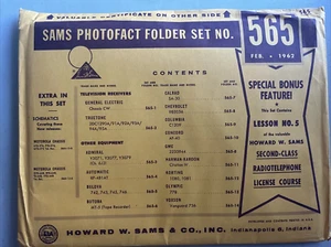 Juego de carpetas esquemáticas de reparación electrónica vintage Sams Photofact 565 TV febrero 1962 - Imagen 1 de 10