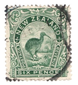 Classic Beauty : 1898 New Zealand Sc# 78 - Six Pence, Kiwi Bird - Used Cv$50 - Picture 1 of 1