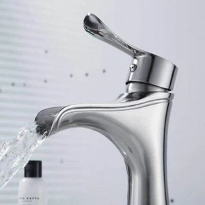 ( F-BN007) Brushed Nickel Waterfall Bathroom Sink Faucet - Picture 1 of 1