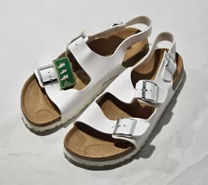 Sandalo Birkenstock Betula Funk da uomo taglia US 11,5 EU 45 Birko Flor bianco con cinturino - Foto 1 di 8