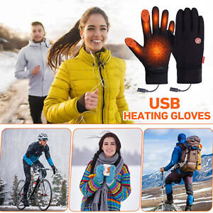 Electric USB Heated Gloves Touchscreen Hand Warm Windproof Thermal Winter Warmer