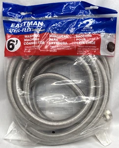 48378 Braided Stainless Steel Washing Machine Hoses with 90 Degree Elbow 3/4" - Picture 1 of 2