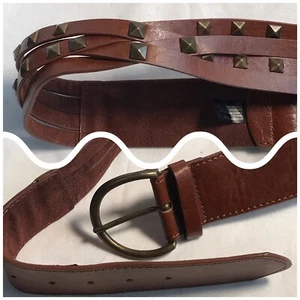 Dorothy Perkins Woman Belt in Braided Brown Polyester with Square Studs - Picture 1 of 16