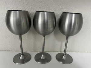 Set of 2 Modern Innovations Stainless Steel 12 Oz Shatterproof Stem Wine Glasses - Picture 1 of 9