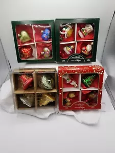 16 Handmade Glass Christmas Ornaments Made In Poland Hearts,Santa,Bells - Picture 1 of 5