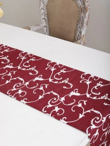 Cotton Table Runner Paisley Burgundy - Picture 1 of 5
