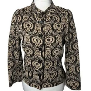 Diane Von Furstenberg Wool Blend Kelly Floral Metallic Knit Blazer Size 12 - Picture 1 of 12