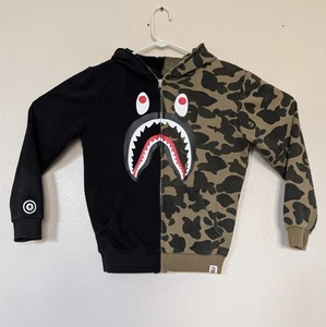 Bape A Bathing Ape Shark Hoodie mit durchgehendem Reißverschluss Damen Small WGM Half Camo Half Black - Bild 1 von 17