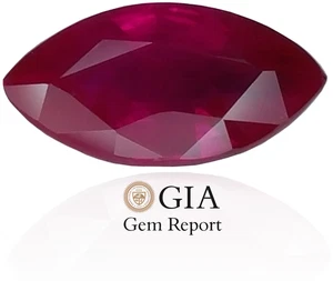 Vivid Red Burmese Ruby 0.79 Carat 8mm x 4.1mm Marquise - Picture 1 of 8