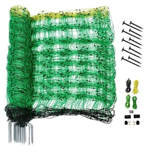 Electric Fence Netting, 35.4" H x 164' L, PE Net Fencing with 14 Posts Double... - Picture 1 of 6