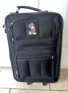 RARE Disney World Disneyland Mickey Mouse Black Luggage Suitcase Carry On 19” - Picture 1 of 12