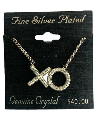 Collar de colección de tarjeta original Hug & Kiss enchapado en plata cristal XO de Kohls Foto 1 de 4