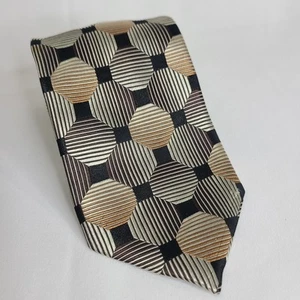 Villini Abstrakt 3D Kreis Geometrisch 100 % Seide Gold Braun Herren Krawatte - Bild 1 von 16