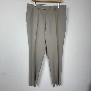 Zignone Taupe Wool Dress Pants 36 Flat Front Italy Tailored Workwear Minimalist - Picture 1 of 9