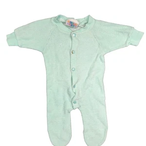 Dormitorio de bebé vintage Small Steps XS 0-3M tela de rizo verde menta pie delantero a presión - Imagen 1 de 4