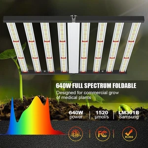 PHLIZON 640W Full Spectrum LED Grow Light Bar /Strip Indoor Hydroponics FC6500 - Picture 1 of 12