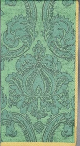 TWO Individual Napkins Damask Green Guest Towel Decoupage (314) - Picture 1 of 2