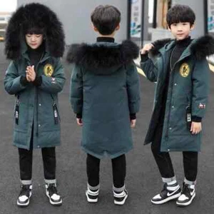 Thicken Zipper Hooded Boys Winter Windproof Coat New Cotton Warm Kids Jacket - Picture 1 of 10