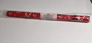 VTG Sally Foster Christmas Wrapping Paper 24in Candy Cane Ribbon Holly - Picture 1 of 10