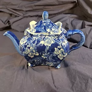 Vintage Victoria Ware Ironstone Kobaltblau & Weiß Teekanne mit Deckel England - Bild 1 von 7