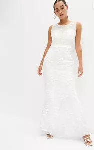 FREEMANS Brautkleid mit Blumenmuster in Weiß UK 16 (ph479) - Bild 1 von 6