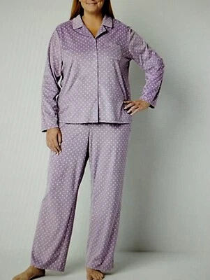 Misses XXL мягкий флис 2 изделия пижамы комплект - Адонна - фиолетовый горошек - эластичный пояс - Изображение 1 из 2