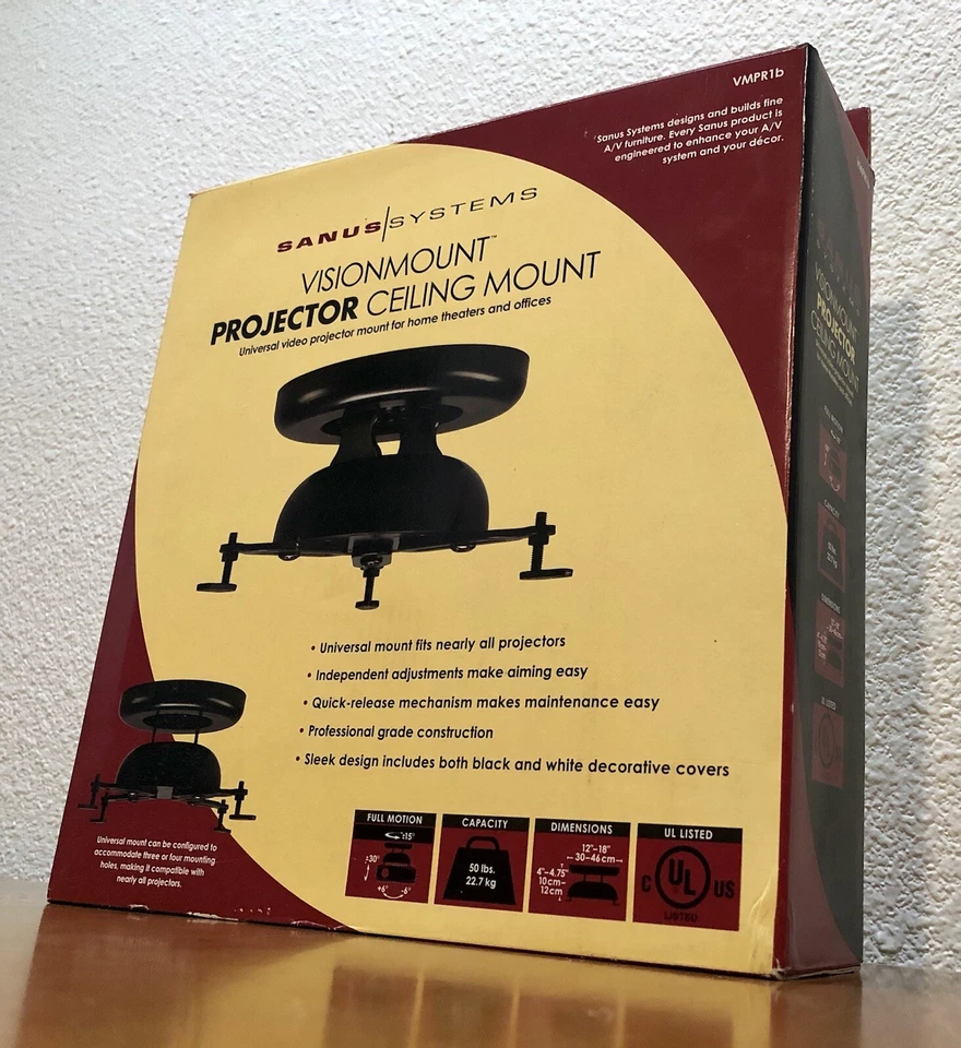 ✅¡NUEVO! Montaje en techo proyector universal Sanus negro NUEVO modelo # VMPR1b caja abierta Foto 1 de 4