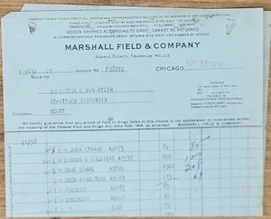 1918 Billhead Chicago Illinois Marshall Field Company Stratford Wisconsin - Picture 1 of 2