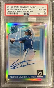 Pop 3 Vladimir Guerrero Jr Panini Donruss Optic Rookie Vlad Prizm Auto RC PSA 10 - Picture 1 of 2
