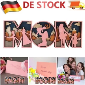 Muttertagsgeschenke für Mama Holzschild MOM Deko Geburtstagsgeschenk für Mama DE - Bild 1 von 16