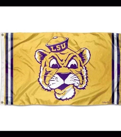 LSU Tigers Retro  Flag 3x5 Football Louisiana State University  FREE Shipping Cover