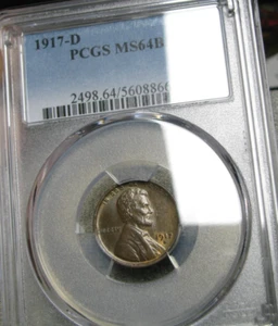 1917-D Lincoln Cent Wheat Penny ---- MS-64 PCGS Graded Coin ---- #225C - Picture 1 of 6