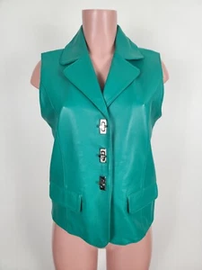 Chaleco Lisa International Mujer Talla Mediana Azul Aqua Piel de Cordero Suéter - Imagen 1 de 8